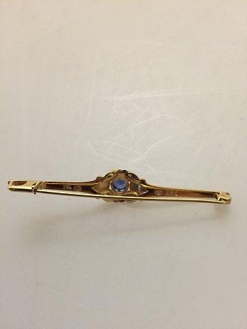 Georg Jensen 18K Guld Broche med Syntetisk Safir No 281 - Danam Antik