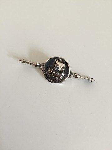 Georg Jensen Sterling Sølv Broche med vikingeskib No 220 - Danam Antik