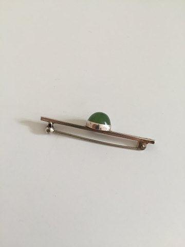 Georg Jensen Sterling Sølv Broche med grøn sten - Danam Antik