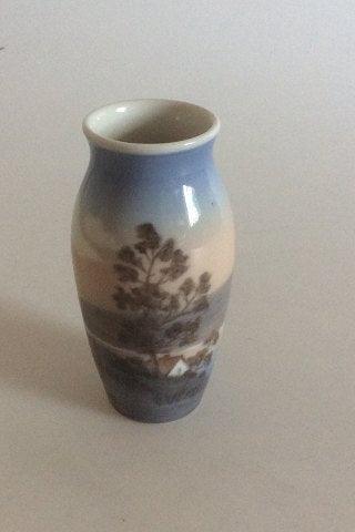 Dahl Jensen Porcelæns Vase med hus og sø motiv No 36 - Danam Antik