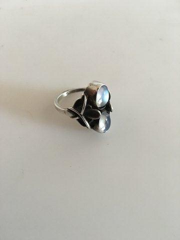 Georg Jensen Sterling Sølv Ring med Månesten No 48 - Danam Antik