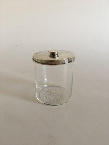 Georg Jensen Marmelade Glas med Bernadotte Sterling Sølv Låg No 710 - Danam Antik