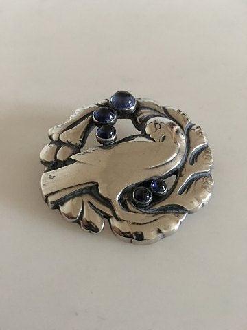 Georg Jensen Sterling Sølv Broche med No 123 Syntetisk Safir - Danam Antik