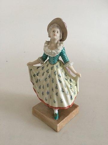 Royal Copenhagen Overglasur Figurine af Bondepige i Rokoko Stil - Danam Antik