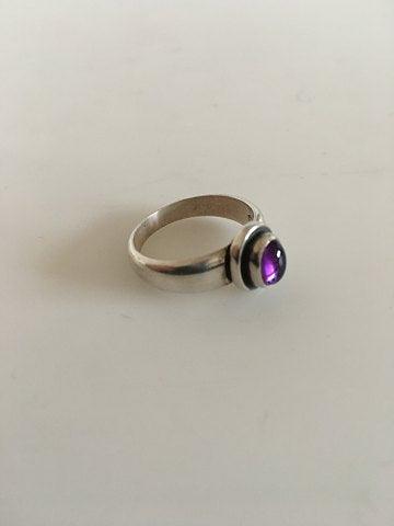 Georg Jensen Sterling Sølv Ring Nr. 46C med Amethyst. - Danam Antik