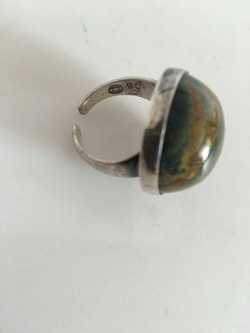 Georg Jensen Sterling Sølv Ring med Sten No 90C - Danam Antik