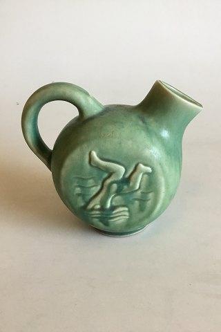 Saxbo Stentøjsvase/kande med grøn glasur - Danam Antik