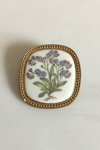 Royal Copenhagen Flora Broche / Vedhæng i Sterling Sølv og Porcelæn - Danam Antik