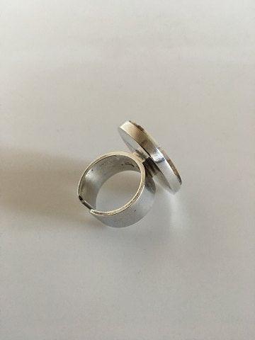 Georg Jensen Sterling Sølv Ring No 188A med Kaffe / Creme farvet Sten. - Danam Antik