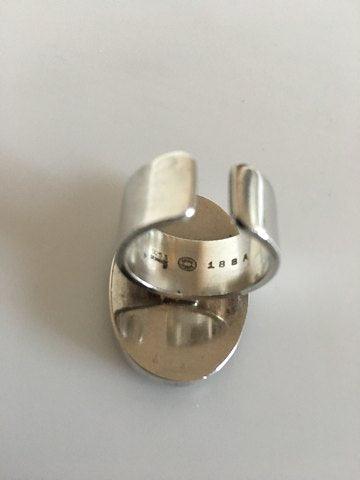 Georg Jensen Sterling Sølv Ring No 188A med Kaffe / Creme farvet Sten. - Danam Antik