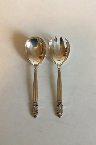 Georg Jensen Sterling Sølv Konge Serveringssæt bestående af Serveringsske No 115 og Serveringsgaffel No 116 - Danam Antik