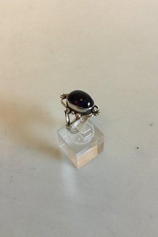 Georg Jensen Sterling Sølv Ring med cabochonslebet Ametyst No 6 - Danam Antik