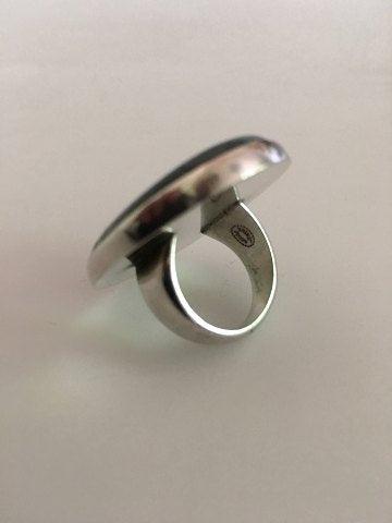 Georg Jensen Sterling Sølv Ring No 90D med Oval Sten - Danam Antik