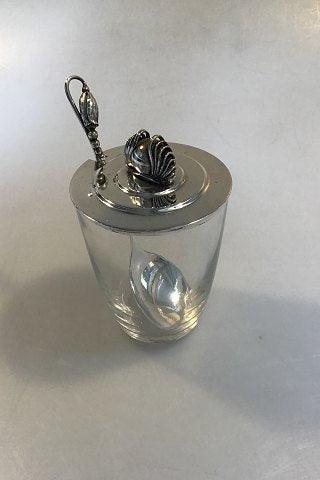 Georg Jensen Syltetøjsglas med Sterling Sølv Låg No 900 og Magnolia Marmeladeske - Danam Antik