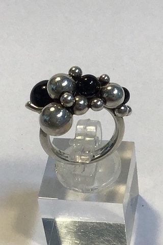 Georg Jensen Sterling Sølv Ring Moonlight Grapes Onyx, Lille - Danam Antik