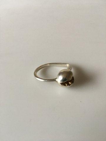 Georg Jensen Sterling Sølv Ring No 341 med Forgyldt Stykke - Danam Antik