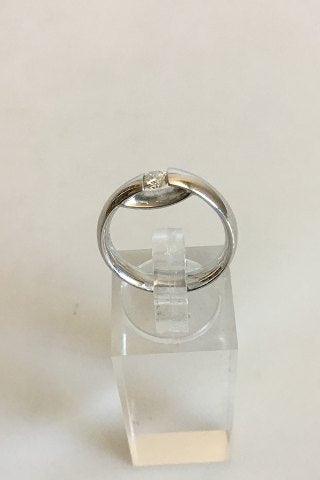 Georg Jensen 18 kt 750 Hvidguld Centenary Ring med Brillant 0.20 Karat - Danam Antik