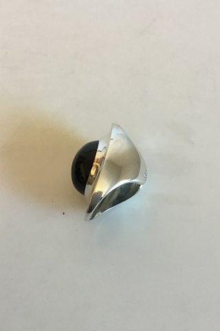 Georg Jensen Sterling Sølv Ring designet af Henning Koppel med Sort Sten No 242 - Danam Antik