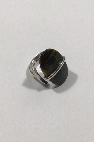 Georg Jensen Sterling Sølv Torun Ring No 190 Tigerøje - Danam Antik