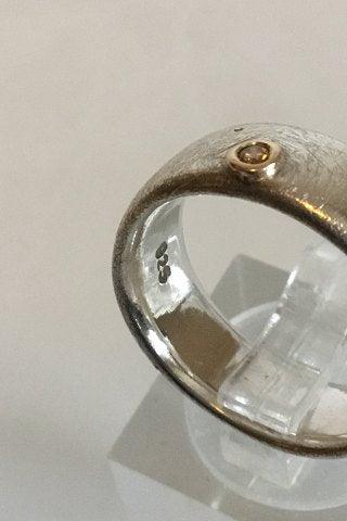 Pandora Ring i 925 Sterling Sølv med gylden sten i forgyldt indfatning - Danam Antik