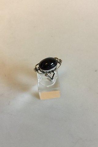 Georg Jensen Sterling Sølv Ring med cabochonslebet Ametyst No 6 - Danam Antik