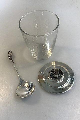 Georg Jensen Syltetøjsglas med Sterling Sølv Låg No 900 og Magnolia Marmeladeske - Danam Antik