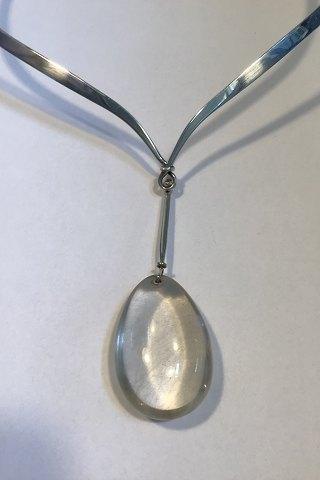 Georg Jensen Sterling Sølv Torun Halsring No 169 og Rutil Quartz Vedhæng No 131 - Danam Antik