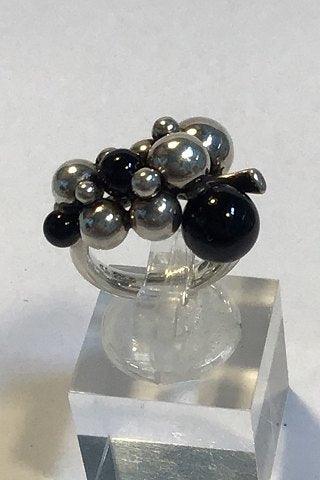 Georg Jensen Sterling Sølv Ring Moonlight Grapes Onyx, Lille - Danam Antik