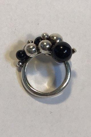 Georg Jensen Sterling Sølv Ring Moonlight Grapes Onyx, Lille - Danam Antik