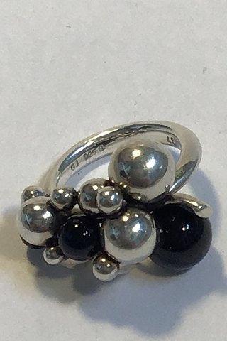 Georg Jensen Sterling Sølv Ring Moonlight Grapes Onyx, Lille - Danam Antik