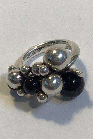 Georg Jensen Sterling Sølv Ring Moonlight Grapes Onyx, Lille - Danam Antik