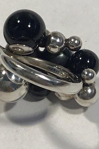 Georg Jensen Sterling Sølv Ring Moonlight Grapes Onyx, Stor - Danam Antik