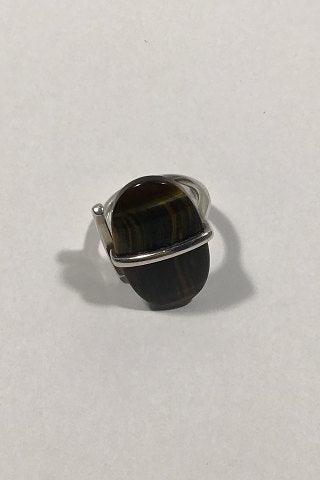 Georg Jensen Sterling Sølv Torun Ring No 190 Tigerøje - Danam Antik