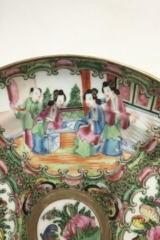 Kinesisk canton porcelæn (gold & green) tallerken. - Danam Antik