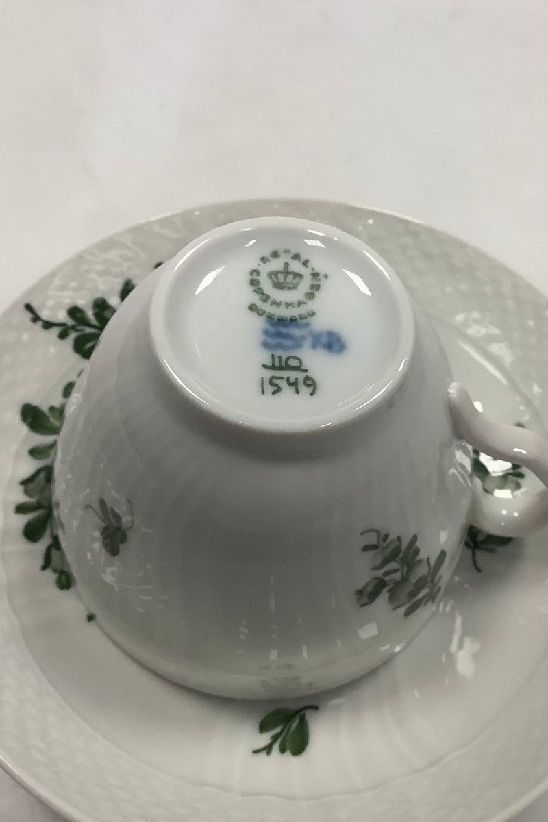 Royal Copenhagen Grøn Blomst Kaffekop og underkop No 1549 - Danam Antik