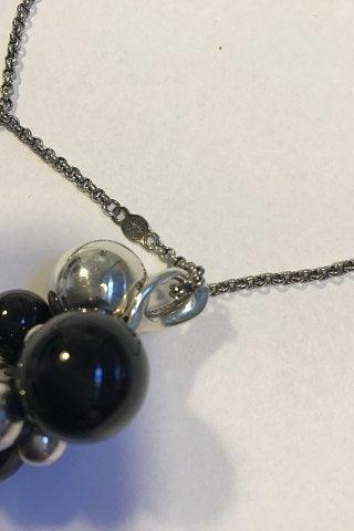 Georg Jensen Sterling Sølv Halskæde med Moonlight Grape Vedhæng Onyx, Stort - Danam Antik