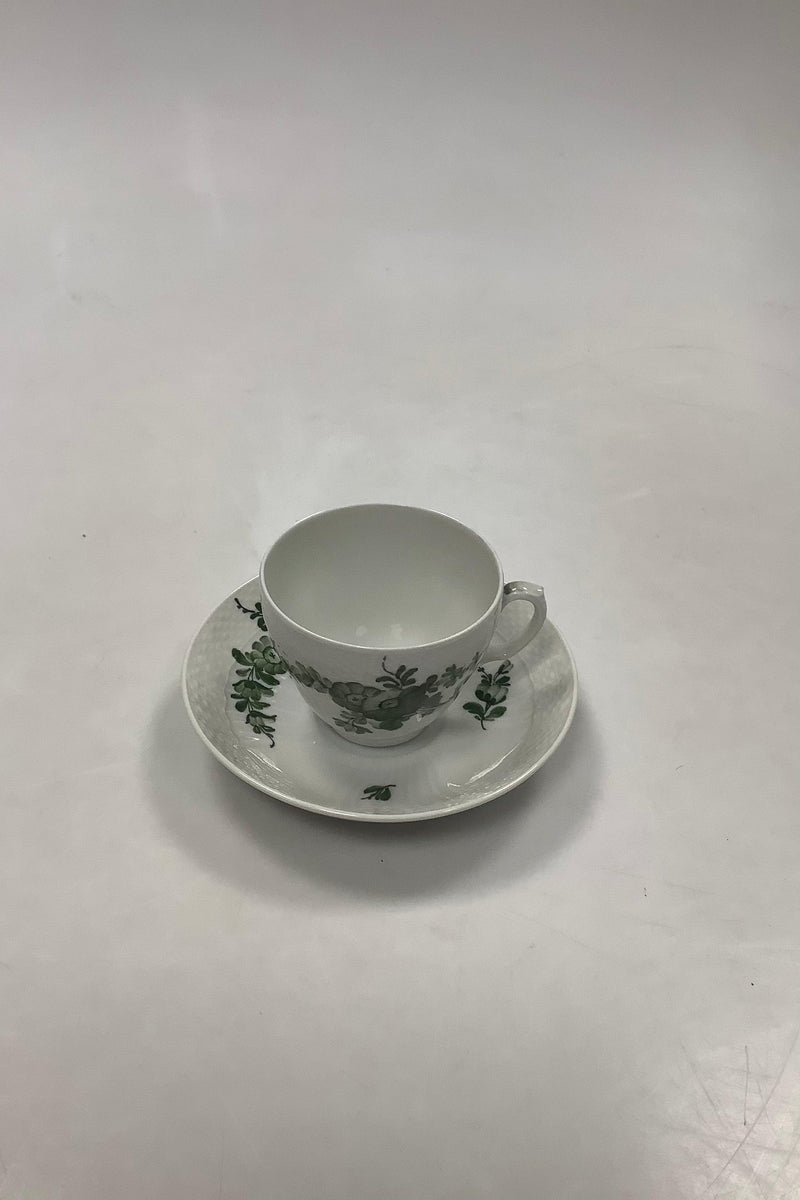 Royal Copenhagen Grøn Blomst Kaffekop og underkop No 1549 - Danam Antik