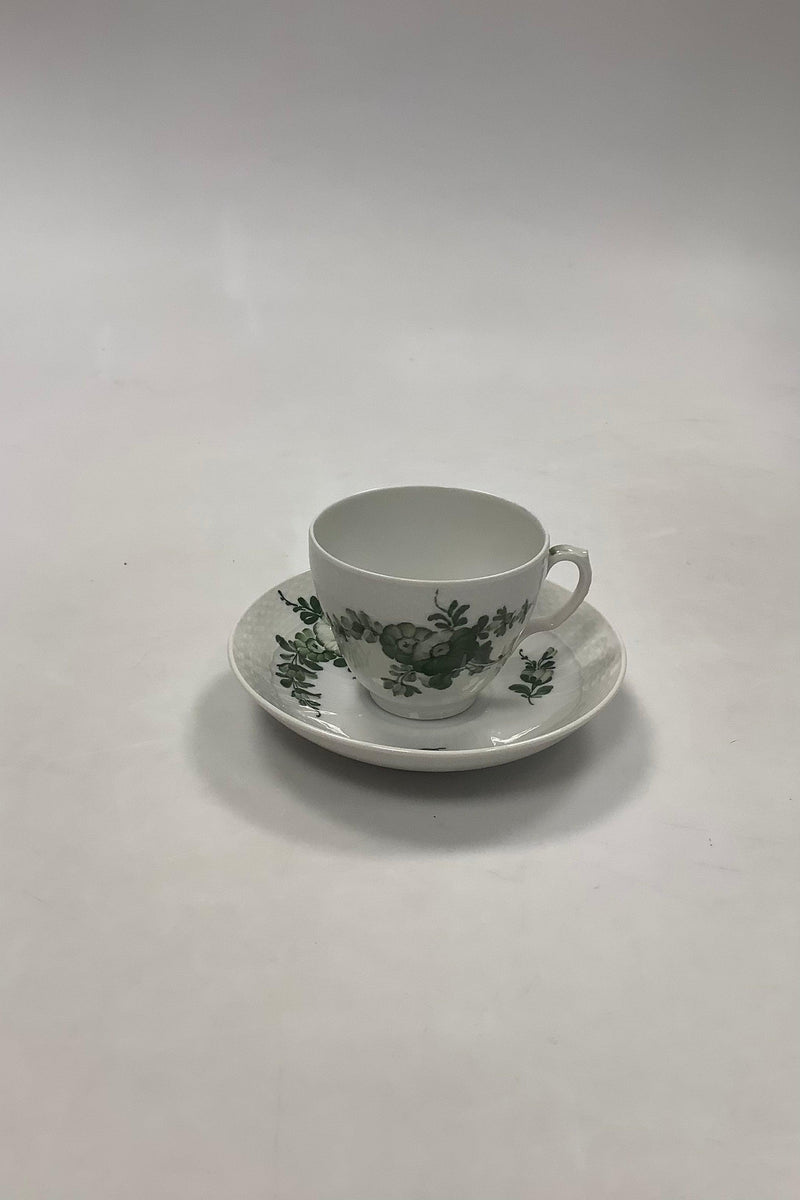 Royal Copenhagen Grøn Blomst Kaffekop og underkop No 1549 - Danam Antik