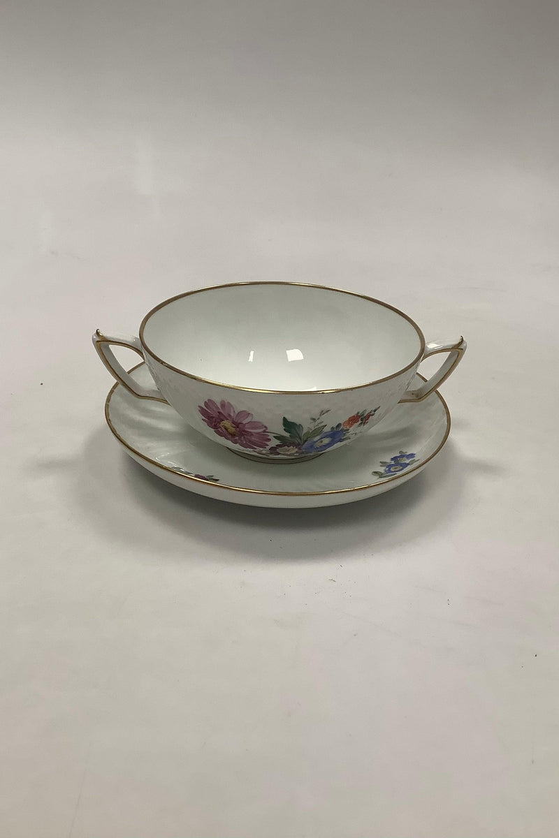 Royal Copenhagen Let Saksisk Blomst Bouillon Kop med hanke No 1872 - Danam Antik