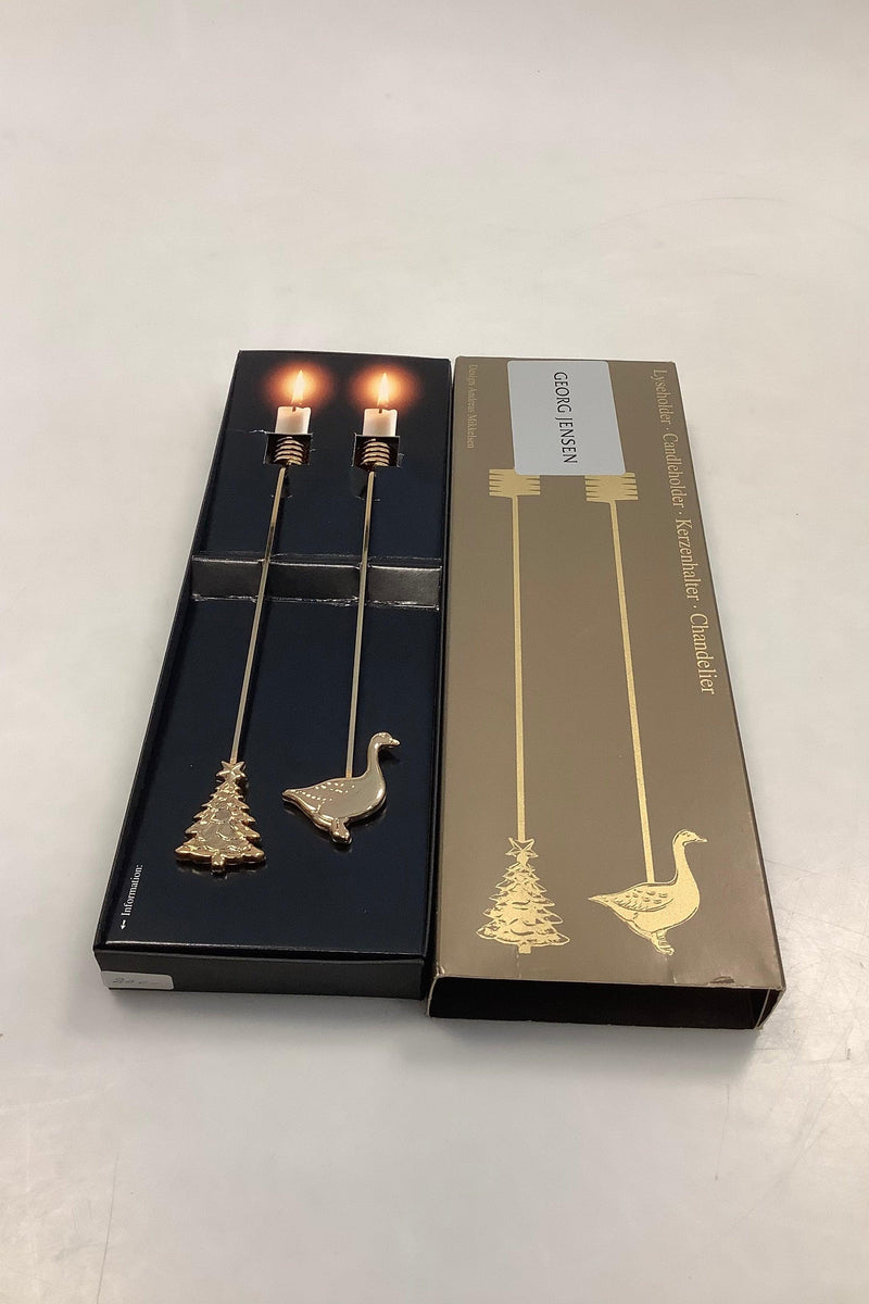 Georg Jensen Golden Christmas Lyseholder - Gås og Træ 1998 - Danam Antik