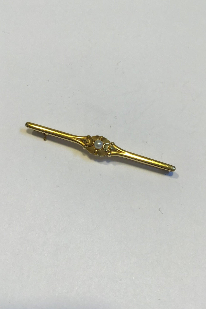 Georg Jensen 18K Guld Broche No. 237 prydet med Perle - Danam Antik