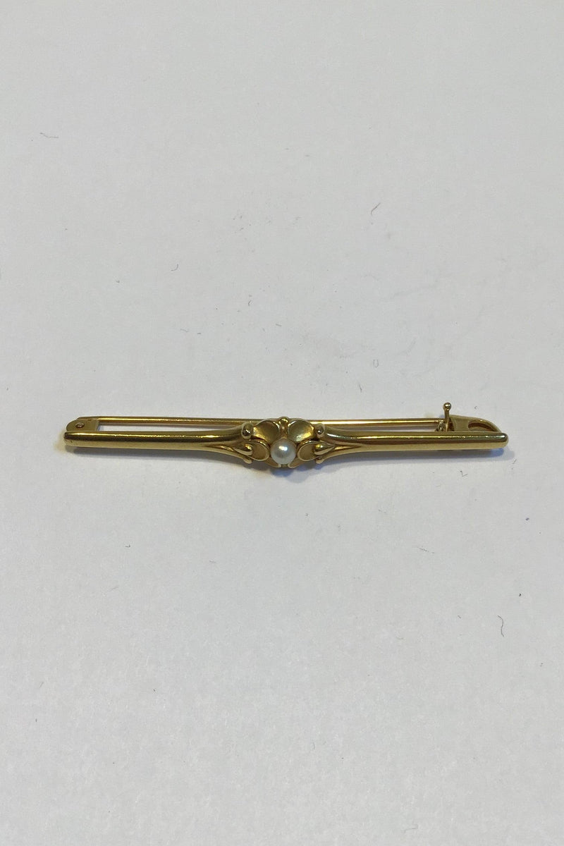 Georg Jensen 18K Guld Broche No. 237 prydet med Perle - Danam Antik