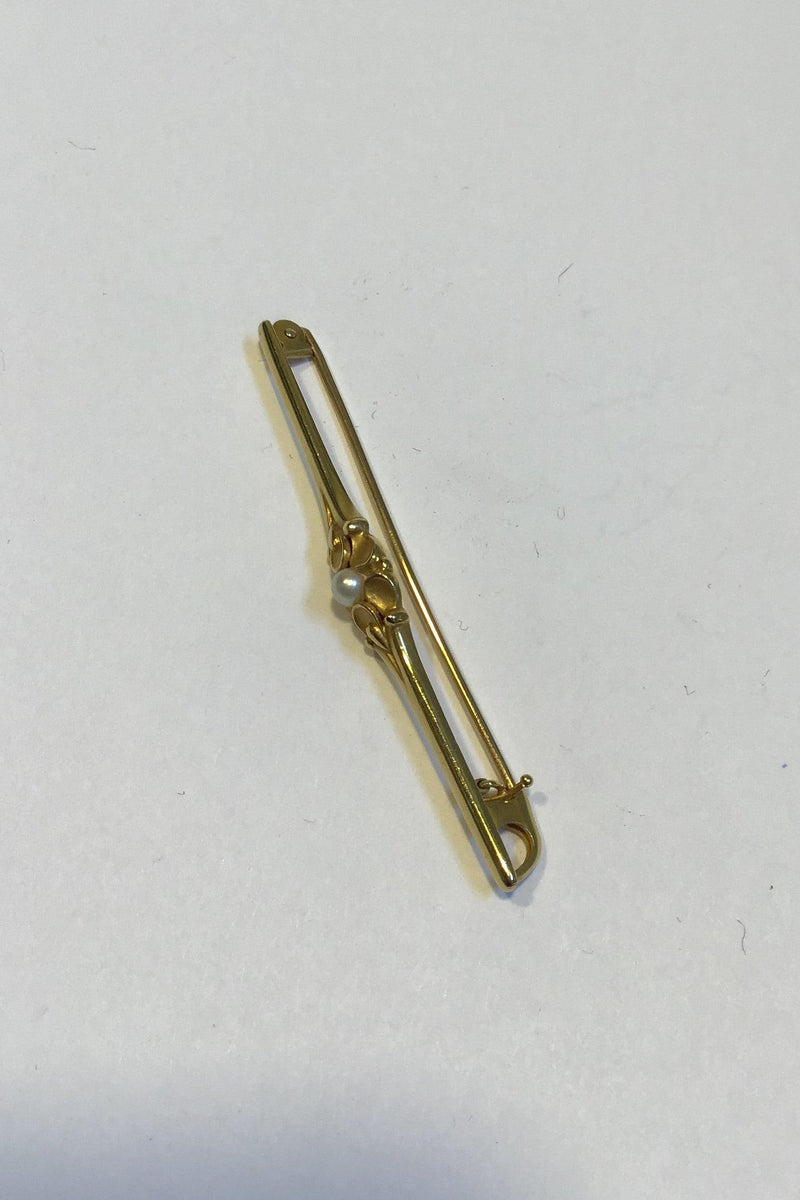 Georg Jensen 18K Guld Broche No. 237 prydet med Perle - Danam Antik