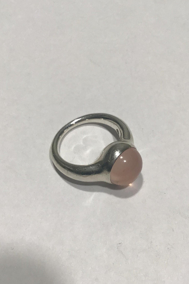 Georg Jensen Sterling Sølv Ring No 453 Rosa Droplet Rosa Quartz - Danam Antik