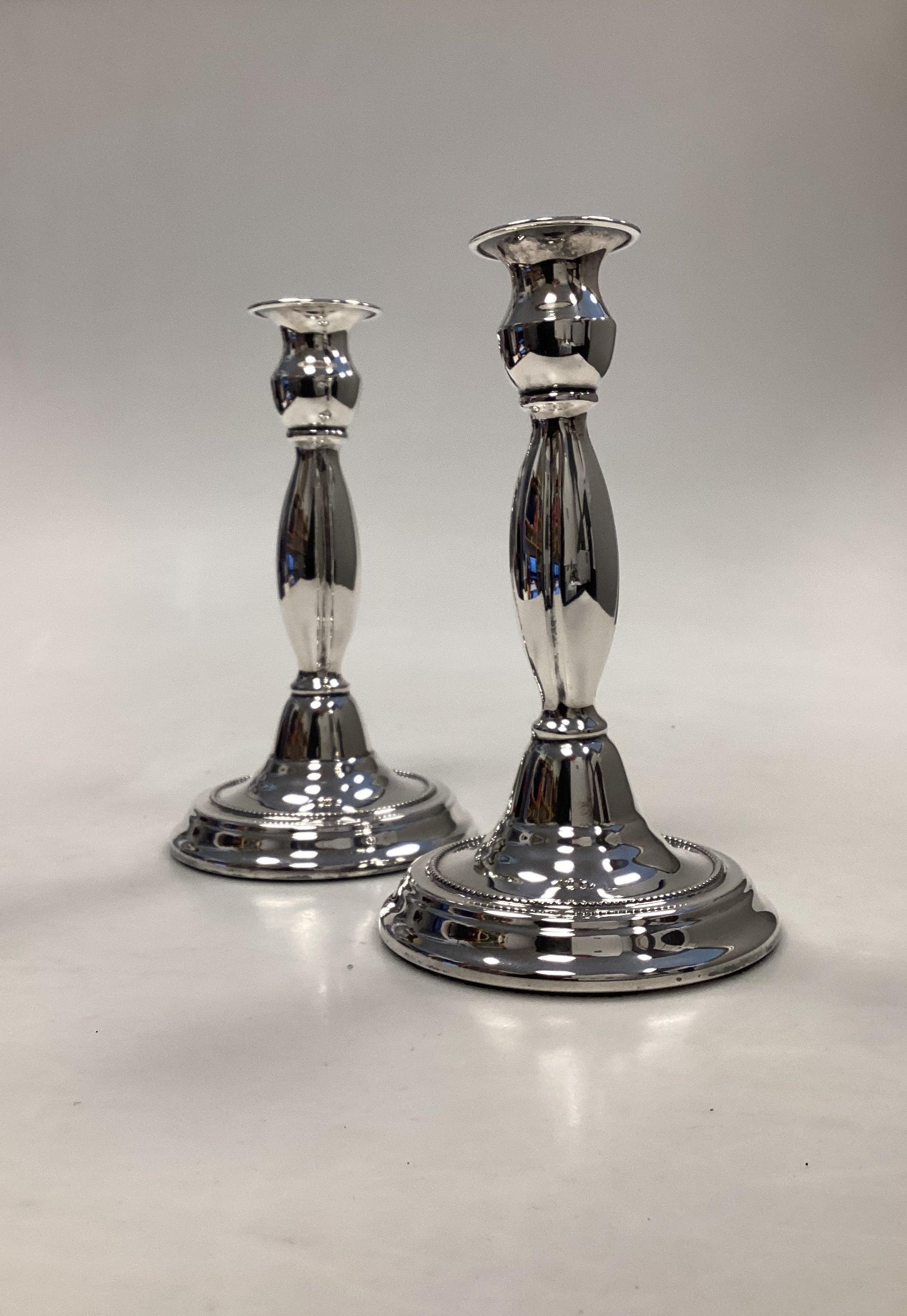 Pair of Silver Plated Candlesticks Measures 17.2cm / 6.77 inch