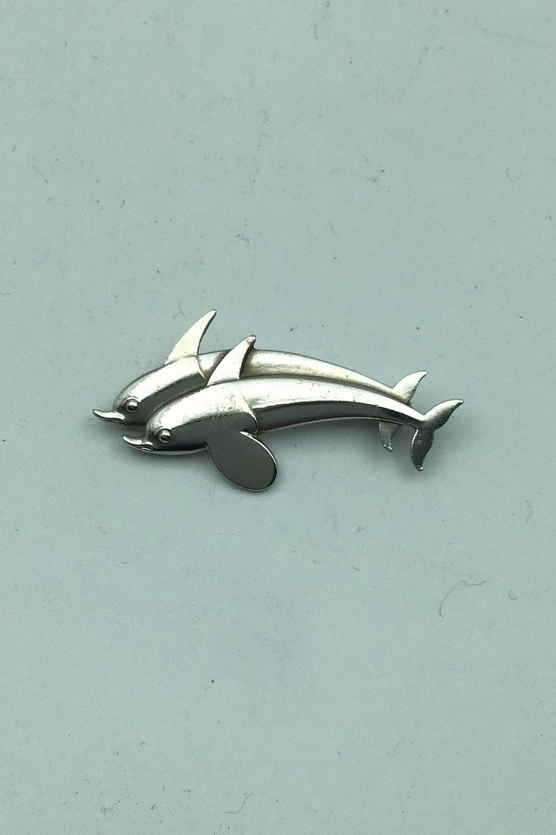 Georg Jensen Sterling Sølv Broche No 317 Delfin - Danam Antik