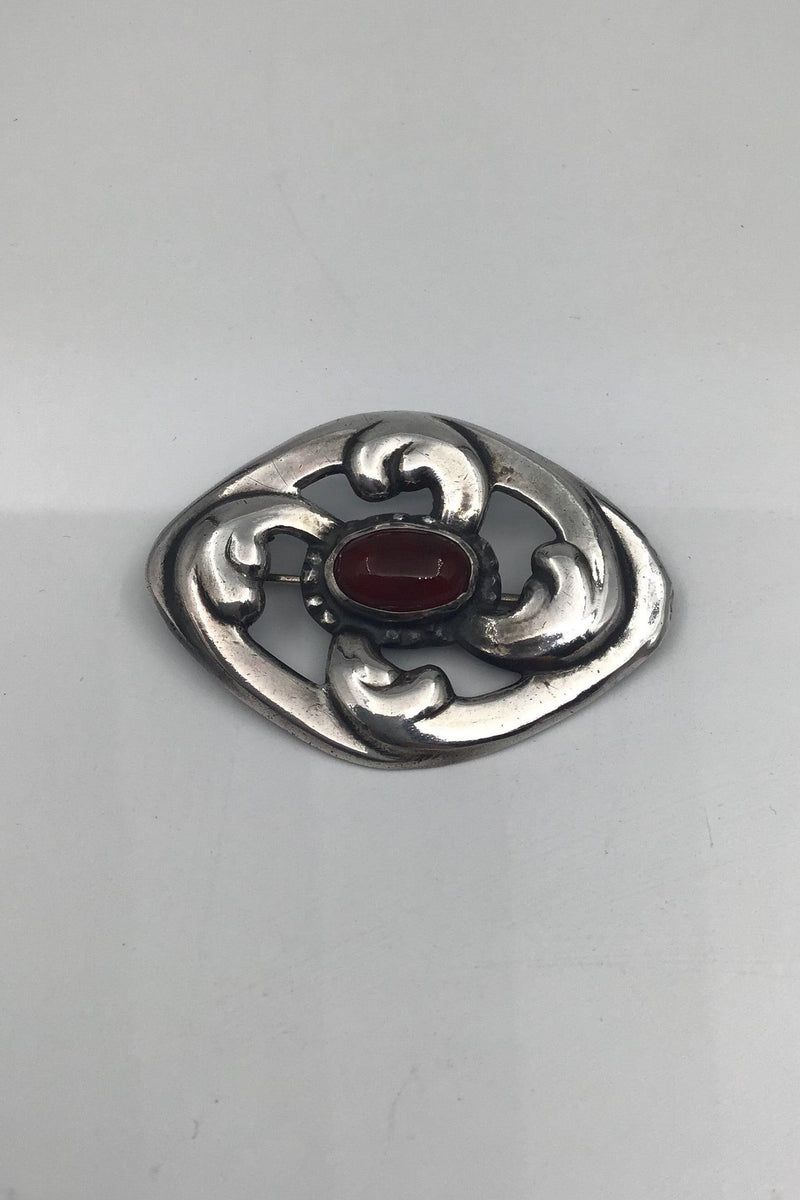 Tidlig Georg Jensen Sølv Broche No 11, Rav (1904-08) - Danam Antik