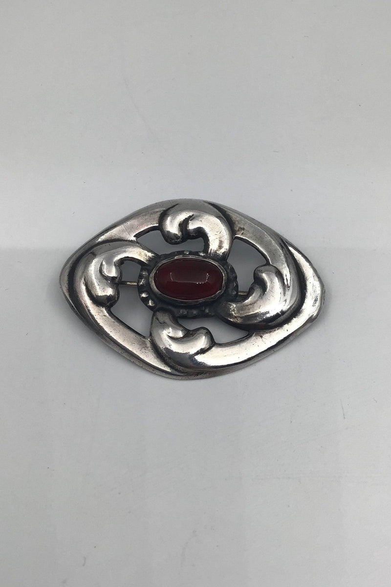 Tidlig Georg Jensen Sølv Broche No 11, Rav (1904-08) - Danam Antik