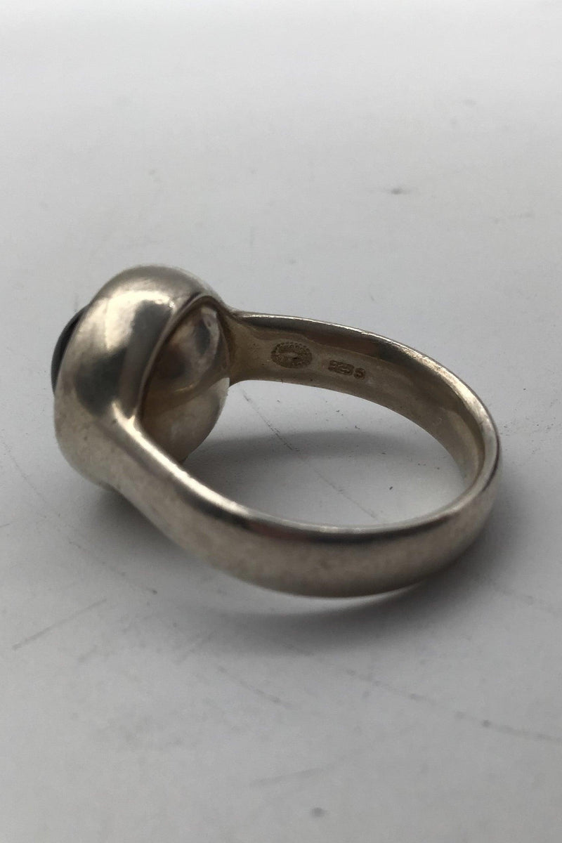 Georg Jensen Sterling Sølv Ring No. 473 Sort Agat Sphere Regitze Overgaard. - Danam Antik