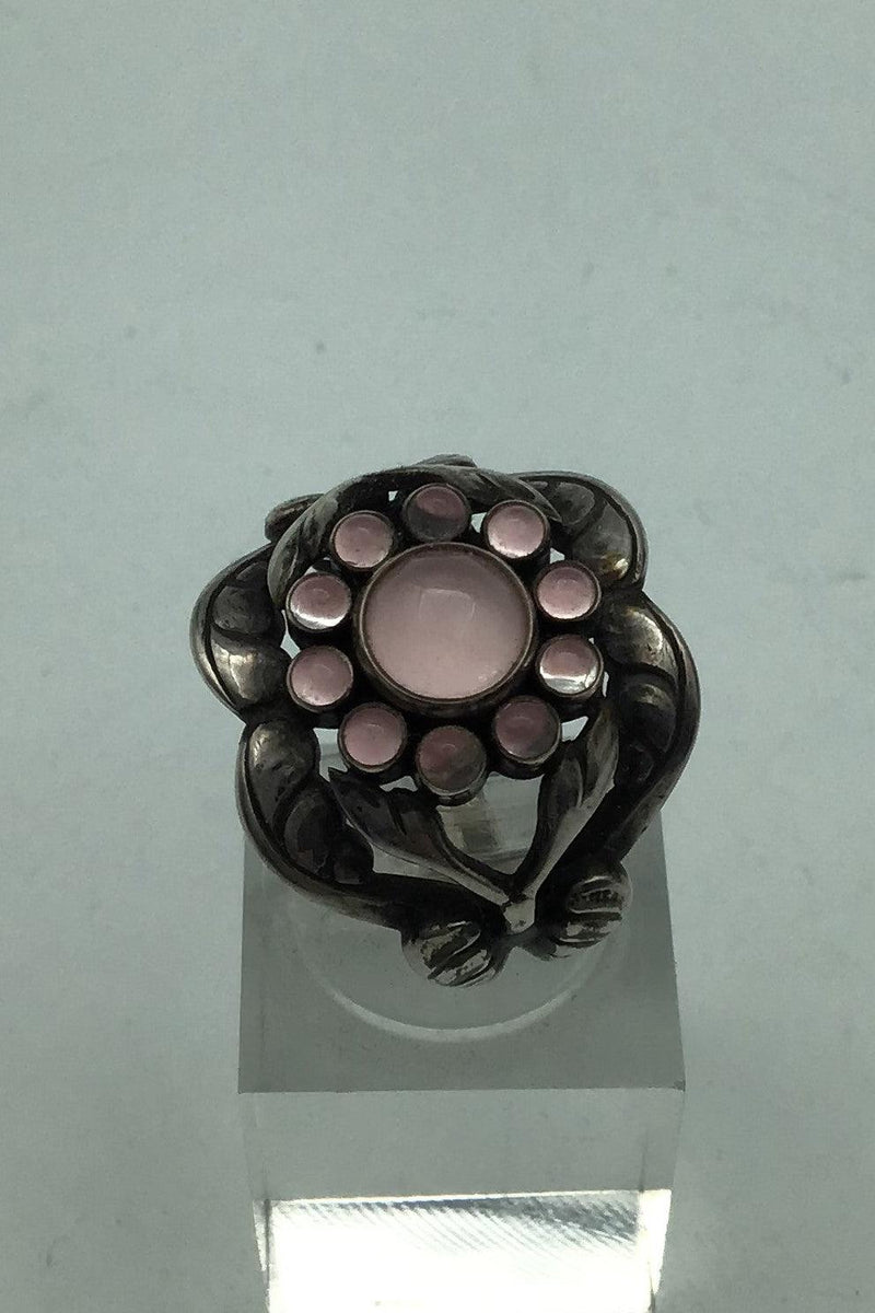 Georg Jensen Sterling Sølv Ring No. 10 Moonlight Blossom Rosa Quartz. - Danam Antik